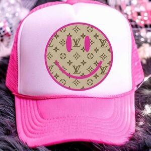 Pink Smiley Face Trucker Hat